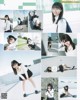 A collage of photos of a girl in a school uniform.